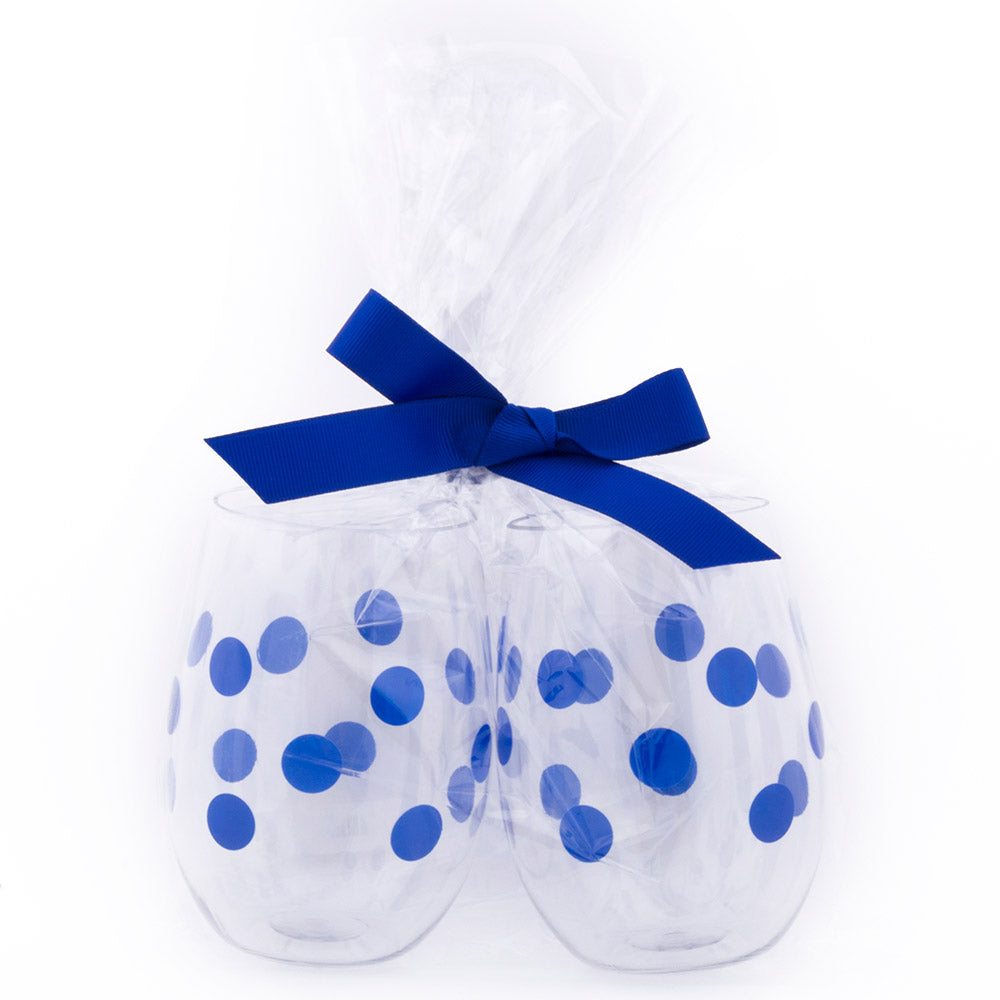 Navy Dot Acrylic Wine Glasses