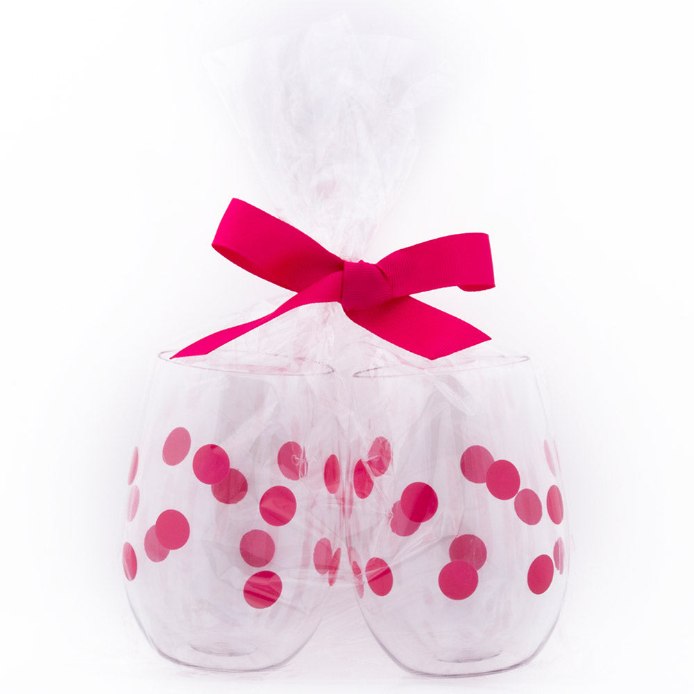 Pink Dot Acrylic Wine Glasses