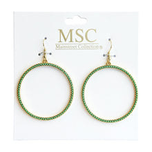 Load image into Gallery viewer, Front view of our Green Bead Circle Earrings