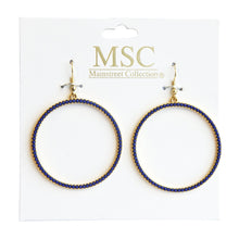 Load image into Gallery viewer, Front view of our Navy Bead Circle Earrings
