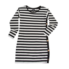 Load image into Gallery viewer, Front view of our Black Stripe Button Dress
