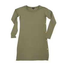 Load image into Gallery viewer, Front view of our Olive Long Sleeve Button Dress