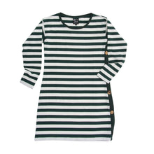 Load image into Gallery viewer, Front view of our Olive Stripe Button Dress