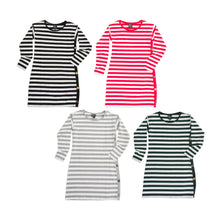 Load image into Gallery viewer, Front view of our Stripe Button Dresses