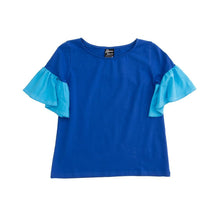 Load image into Gallery viewer, Front view of our Navy Bell Sleeve Shirt
