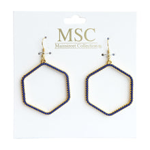 Load image into Gallery viewer, Front view of our Navy Bead Hexagon Earring