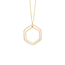 Load image into Gallery viewer, Front view of our Ivory Bead Hexagon Necklace