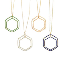Load image into Gallery viewer, Front view of our Bead Hexagon Necklaces
