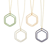 Load image into Gallery viewer, Front view of our Bead Hexagon Necklaces