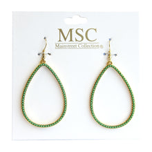 Load image into Gallery viewer, Front view of our Green Bead Teardrop Earring