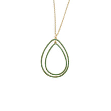Load image into Gallery viewer, Front view of our Green Bead Teardrop Necklace
