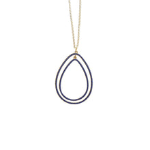 Load image into Gallery viewer, Front view of our Navy Bead Teardrop Necklace