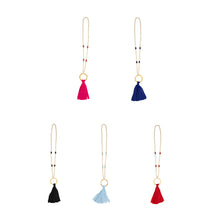 Load image into Gallery viewer, Lifestyle view of our Bamboo Tassel Necklaces