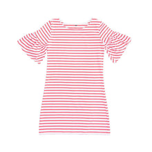 Load image into Gallery viewer, Front view of our Coral Bell Sleeve Stripe Dress