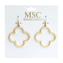 Load image into Gallery viewer, Top view of our Ivory Bead Clover Earrings
