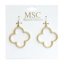 Load image into Gallery viewer, Top view of our Gray Bead Clover Earrings