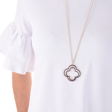 Load image into Gallery viewer, Front view of our Navy Bead Clover Necklace