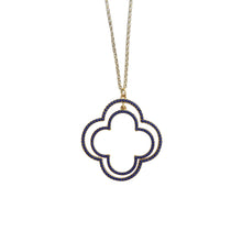 Load image into Gallery viewer, Front view of our Navy Bead Clover Necklace