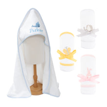 Load image into Gallery viewer, Front view of our French Knot Hooded Towels