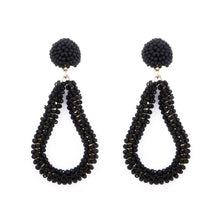 Load image into Gallery viewer, Black Bead Loop Earrings