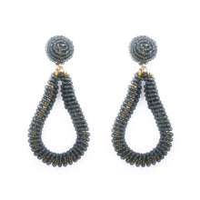 Load image into Gallery viewer, Gray Bead Loop Earrings