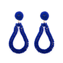 Load image into Gallery viewer, Navy Bead Loop Earrings