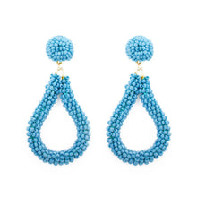 Load image into Gallery viewer, Blue Bead Loop Earrings