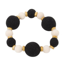 Load image into Gallery viewer, Front view of our Black Felt Bead Bracelet