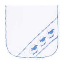 Load image into Gallery viewer, Our smocked Blue Lamb Burp Cloth

