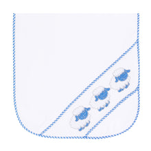 Load image into Gallery viewer, Our smocked Blue Lamb Burp Cloth