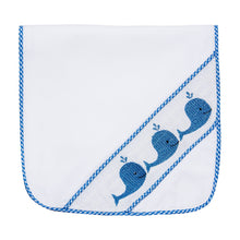 Load image into Gallery viewer, Our smocked Blue Whale Burp Cloth