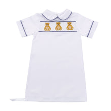 Load image into Gallery viewer, Monogrammed Navy Bear Smocked Day Gown