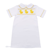 Load image into Gallery viewer, Monogrammed Yellow Duck Smocked Day Gown
