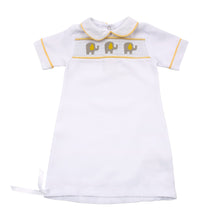 Load image into Gallery viewer, Monogrammed Yellow Elephant Smocked Day Gown
