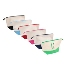 Load image into Gallery viewer, Monogrammed view of our Canvas Cosmetic Pouches