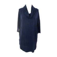 Load image into Gallery viewer, Front view of our Navy Cowl Neck Slouch Shirt