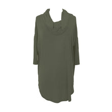 Load image into Gallery viewer, Front view of our Olive Cowl Neck Slouch Shirt