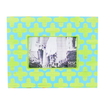 Load image into Gallery viewer, Front view of our Turquoise and Lime Clover Picture Frame