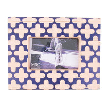 Load image into Gallery viewer, Front view of our Navy and Tan Clover Picture Frame