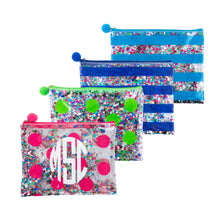 Load image into Gallery viewer, Our Monogrammed Confetti Flat Zipper Pouches