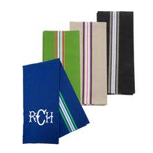 Load image into Gallery viewer, Monogrammed view of our Double Stripe Dishtowel