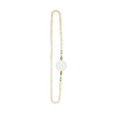 Load image into Gallery viewer, Front view of our Light Blue Flat Bead Necklace