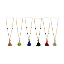 Load image into Gallery viewer, Front view of our Fall Ceramic Bead Tassel Necklaces