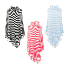Load image into Gallery viewer, Front view of our Stripe Fringe Ponchos