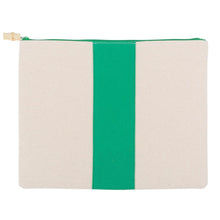 Load image into Gallery viewer, Front view of the green flat zipper pouch