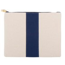 Load image into Gallery viewer, Front view of the navy flat zipper pouch