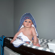 Load image into Gallery viewer, Blue Gingham Hooded Towel
