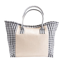 Load image into Gallery viewer, Front view of our Black Gingham Tote
