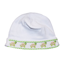 Load image into Gallery viewer, Font view of our Green Turtle Smocked Beanie
