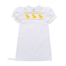 Load image into Gallery viewer, Our Monogrammed Yellow Duck Girl Smocked Day Gown